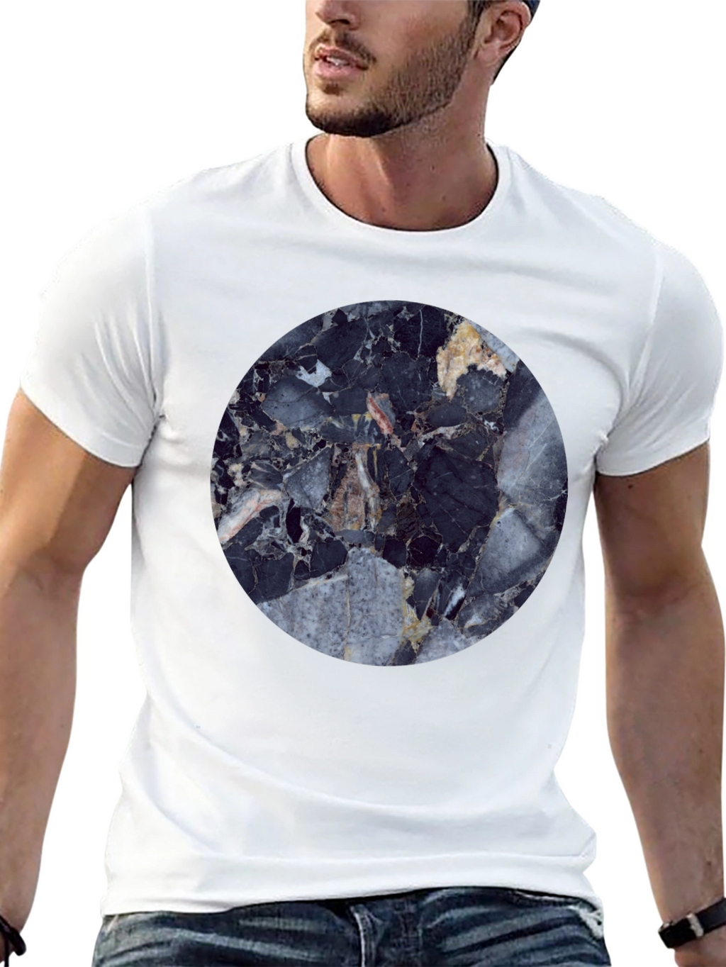 Modern Marble Graphic Black T-Shirt