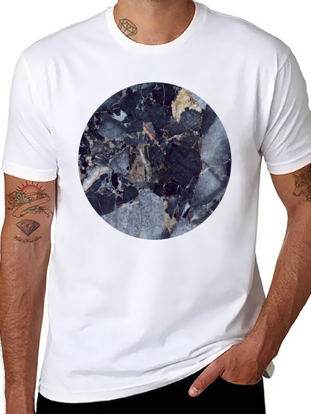 Modern Marble Graphic Black T-Shirt