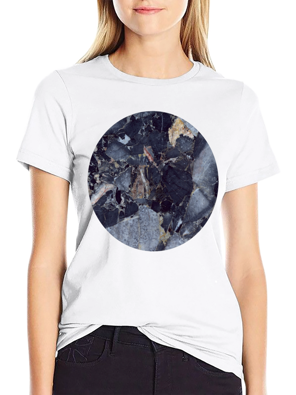 Modern Marble Graphic Black T-Shirt