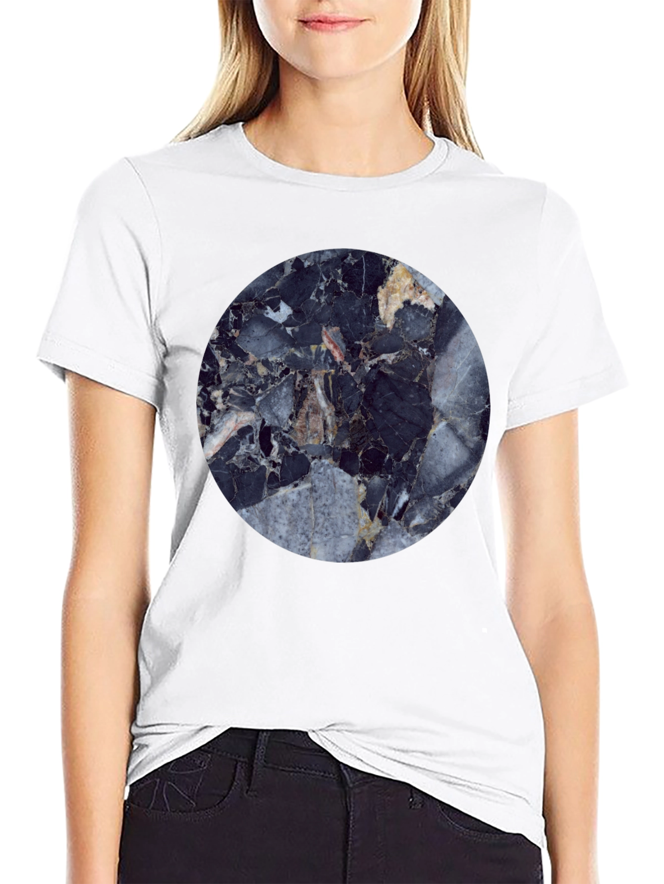 Modern Marble Graphic Black T-Shirt