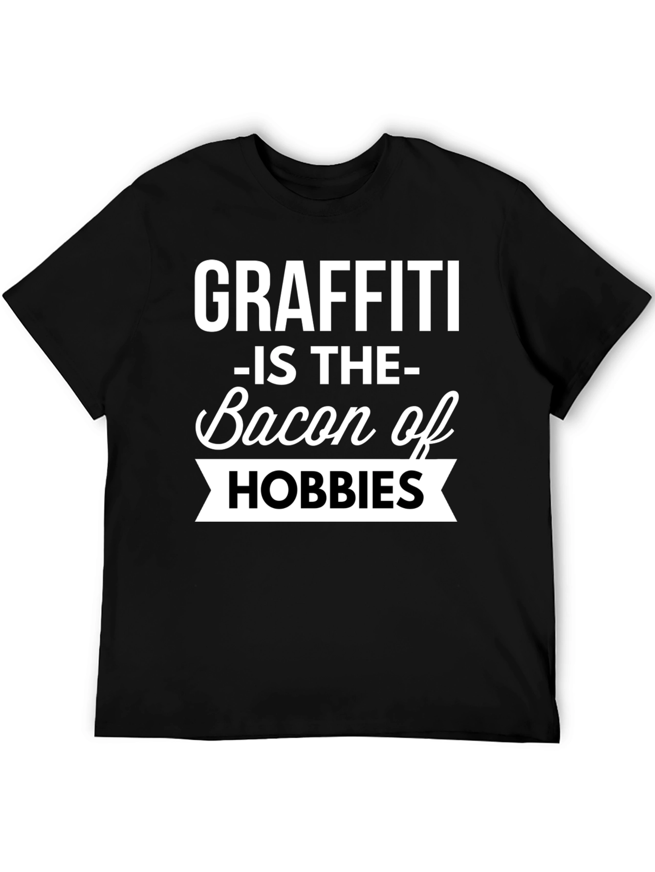 Graffiti Bacon Hobbies Black T-Shirt
