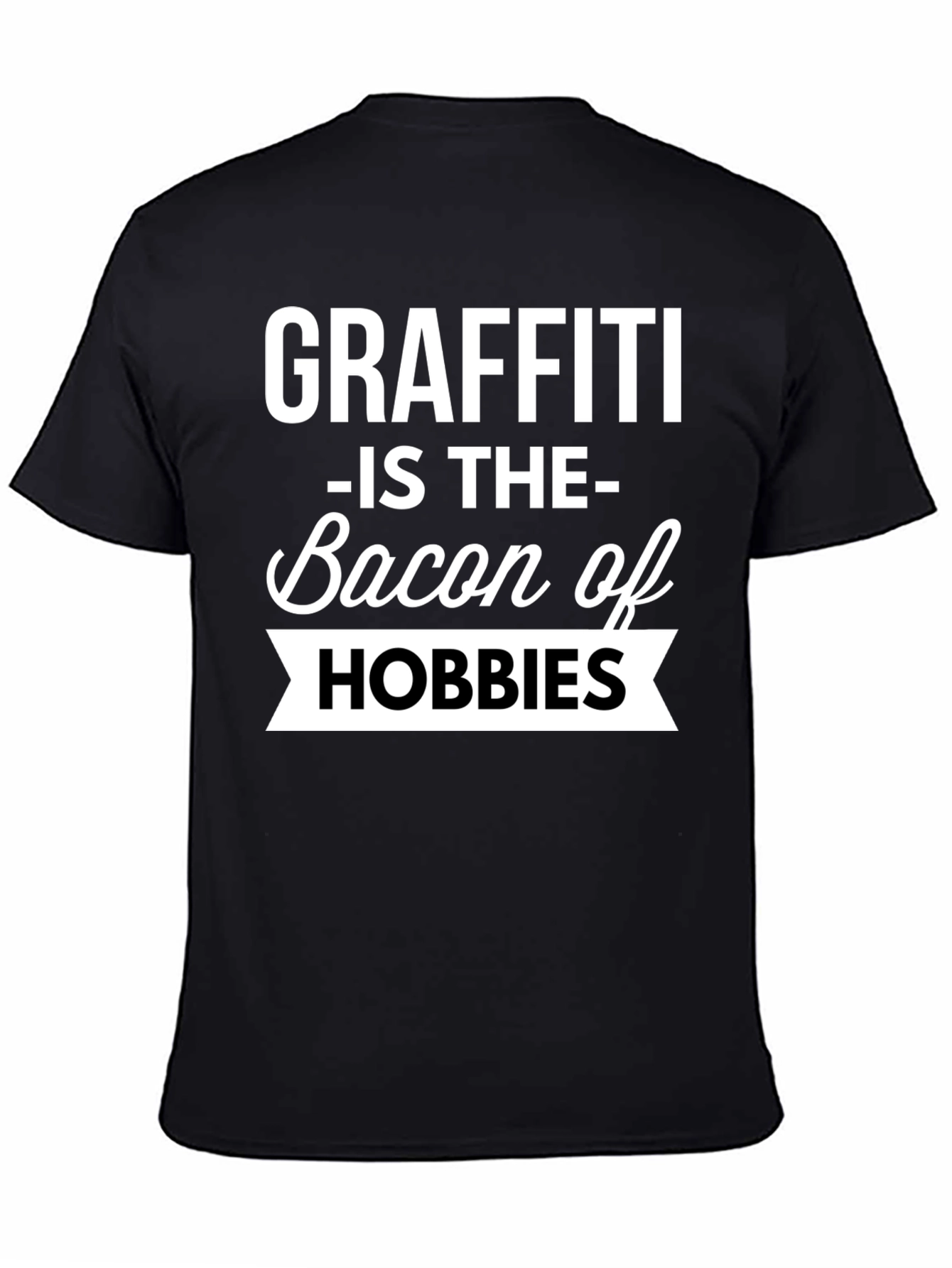 Graffiti Bacon Hobbies Black T-Shirt