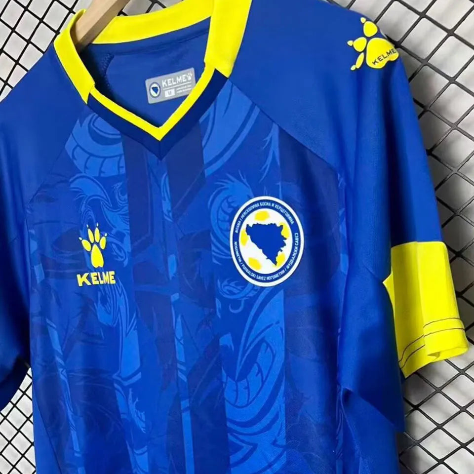 2026/27 Bosnia-Herzegovina Home Blue Fans Soccer Jersey 波黑 (Have Right Patch 有右臂章 白底黑字） Detail 3