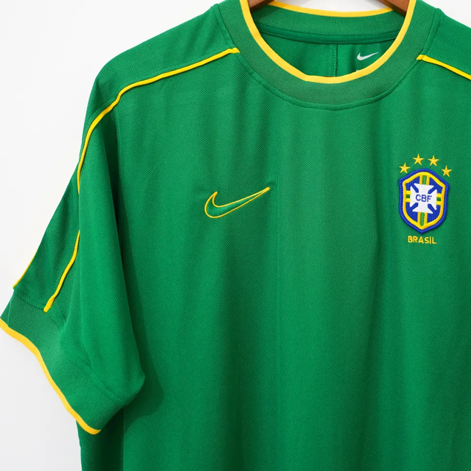 1998 Brazil GK Green Retro Soccer Jersey Detail 2