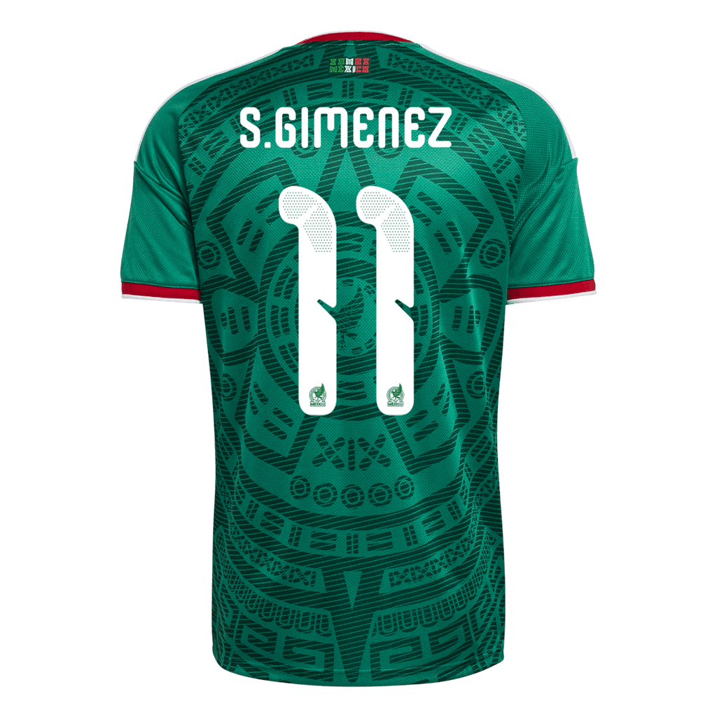 S.GIMENEZ#11 Mexico Home Soccer Jersey World Cup 2026 Green Image 3