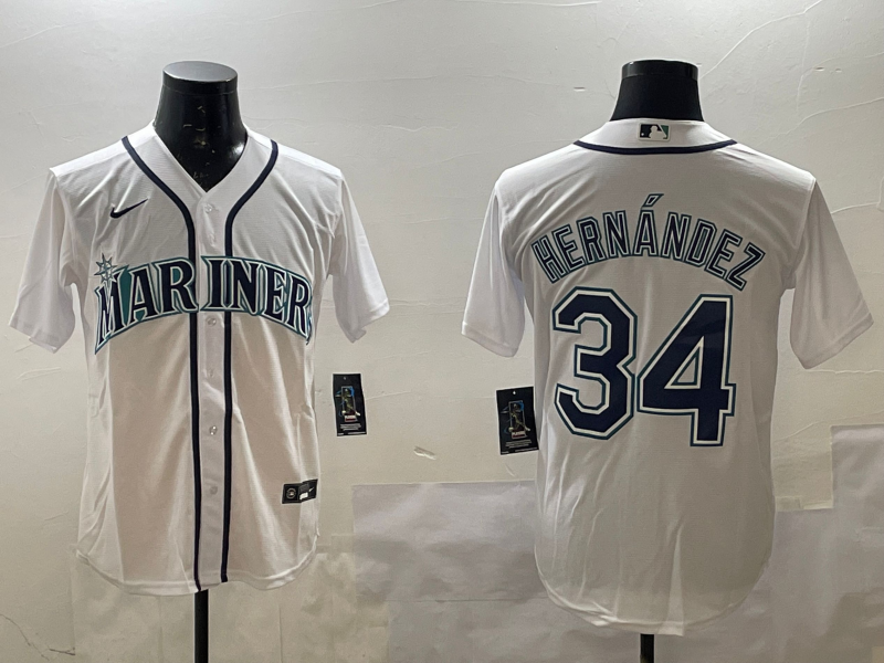 Men's Seattle Mariners Felix Hernandez #34 White Home Replica Player Jerseys