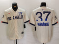 Men's Los Angeles Dodgers Teoscar Hernandez #37 Cream 2024 City Connect Limited Player Jerseys