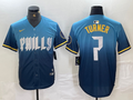 Men's Philadelphia Phillies Trea Turner #7 Blue 2024 City Connect Limited Player Jerseys