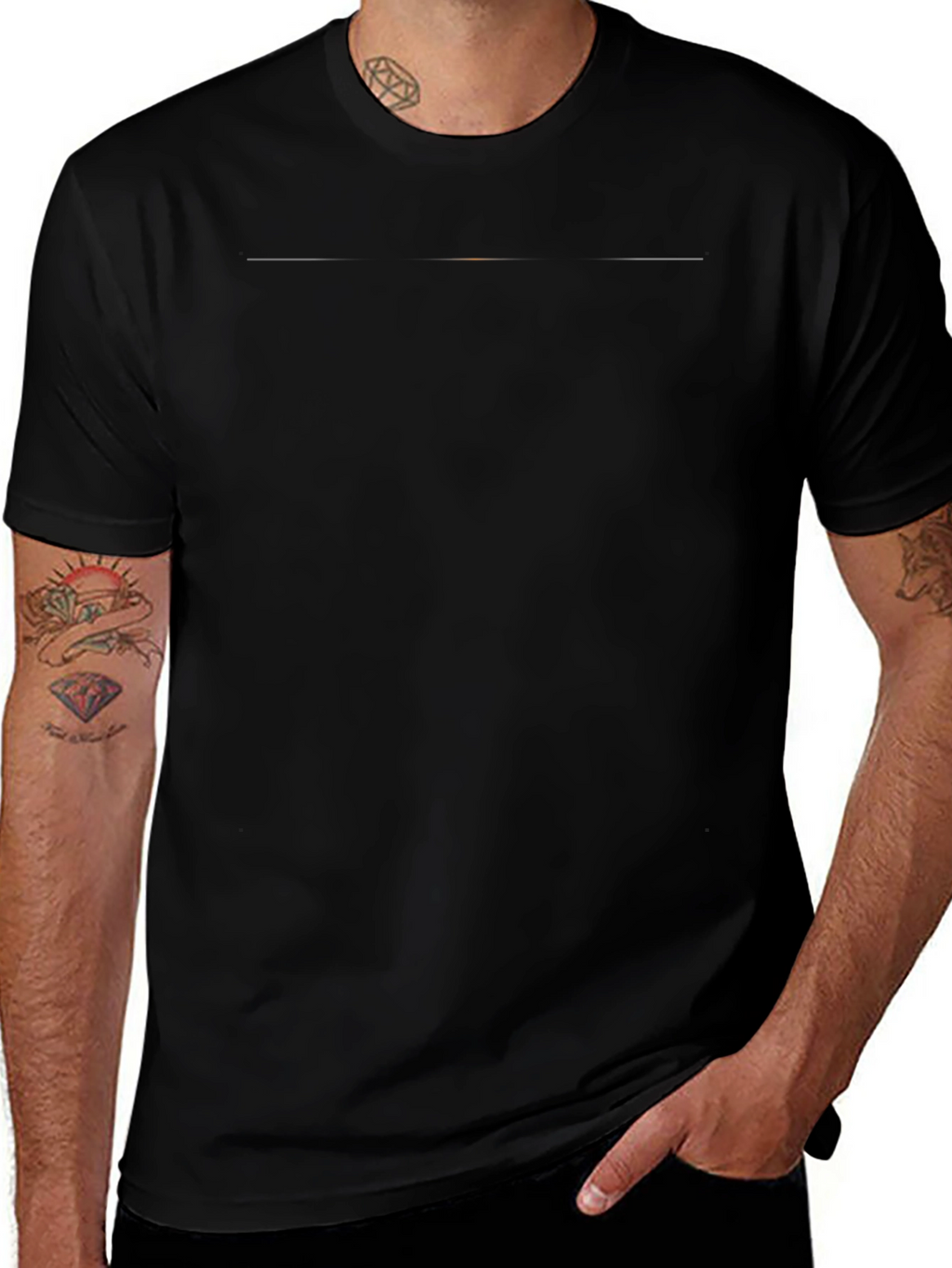 Mens Solid Black Casual T-Shirt