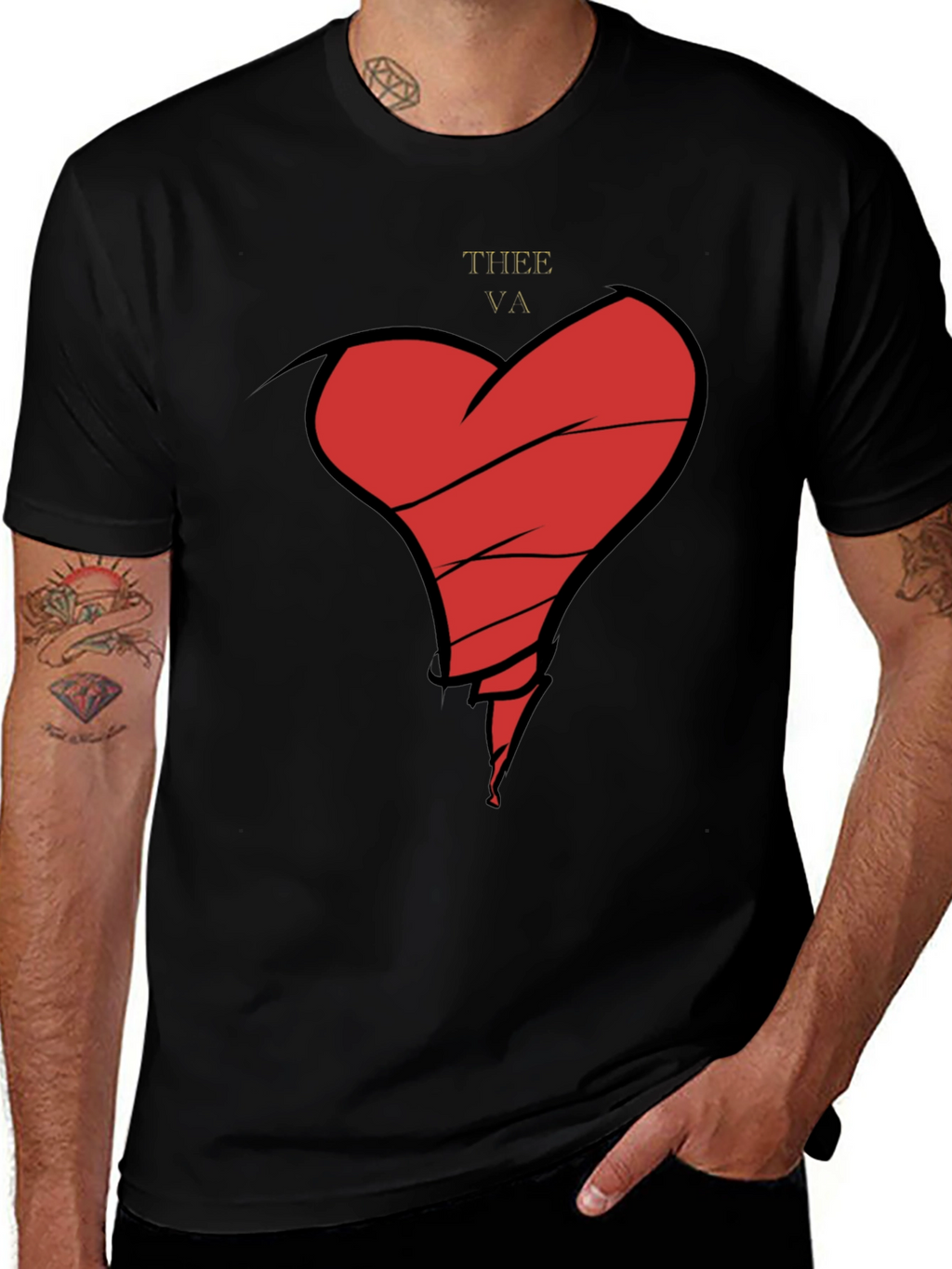 Broken Heart Graphic Tee - Mens Black T-Shirt