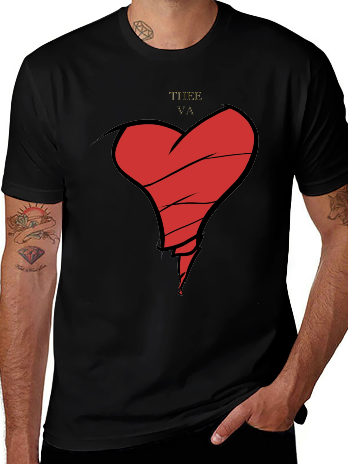 Broken Heart Graphic Tee - Mens Black T-Shirt