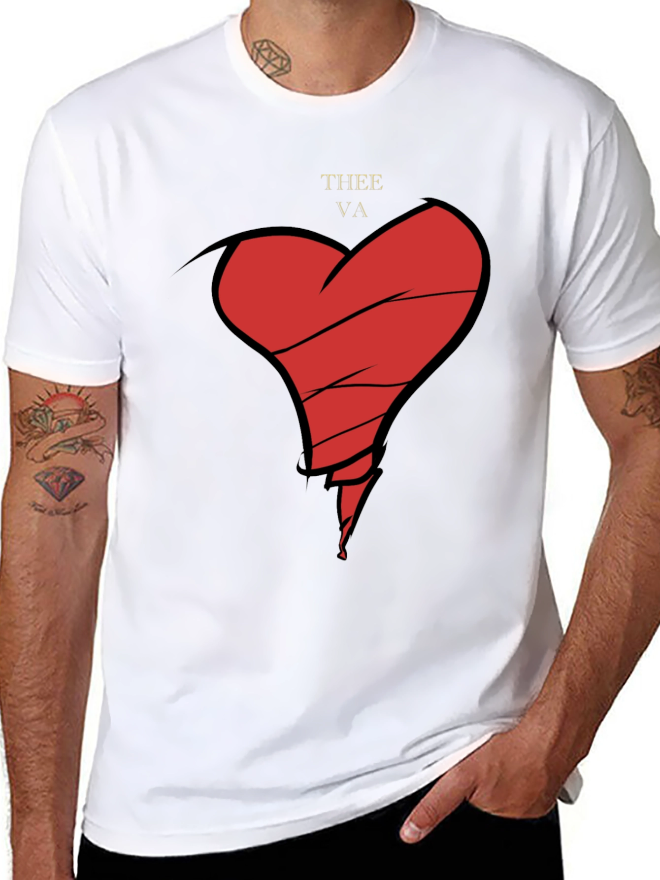 Broken Heart Graphic Tee - Mens Black T-Shirt