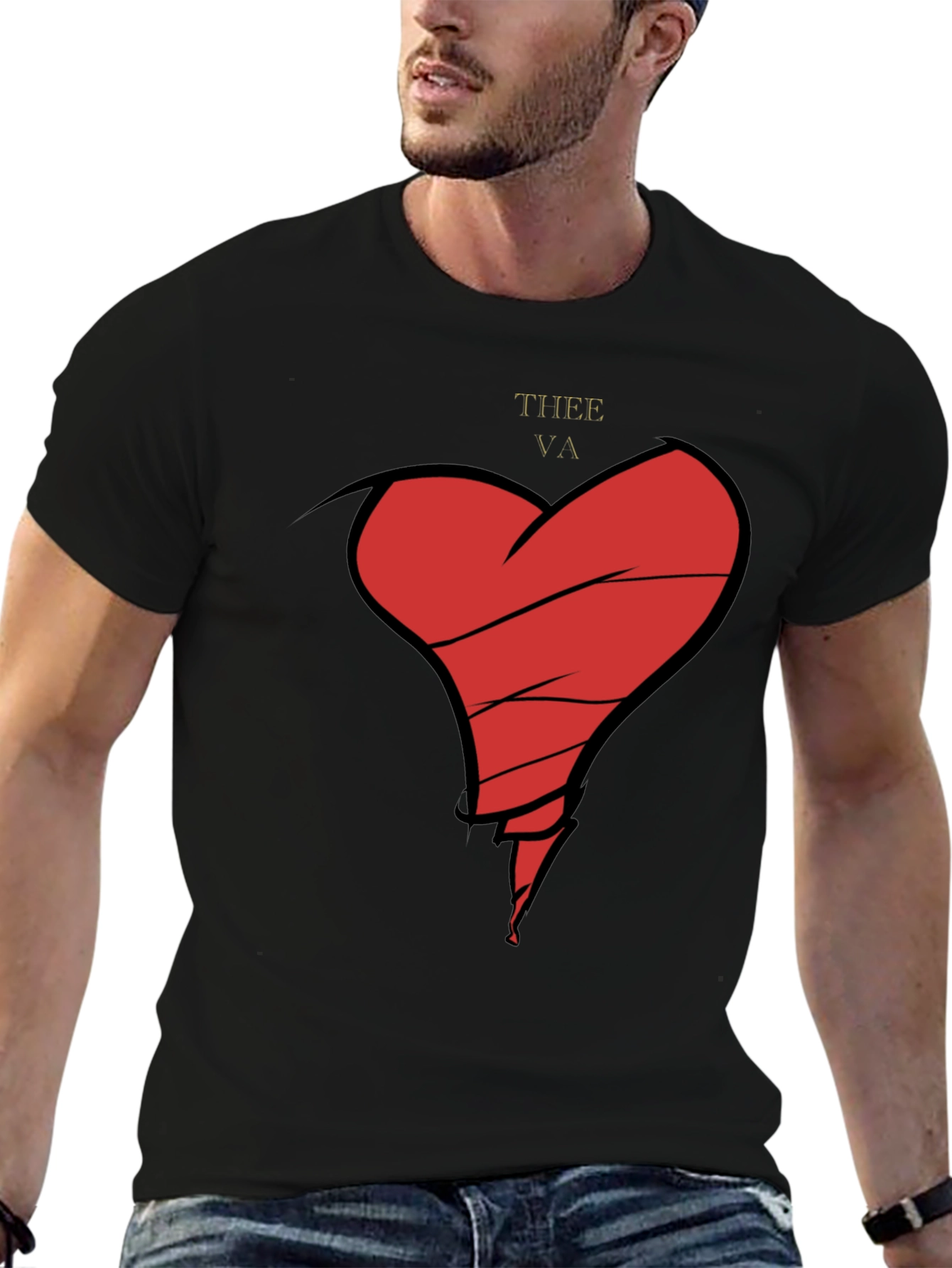Broken Heart Graphic Tee - Mens Black T-Shirt