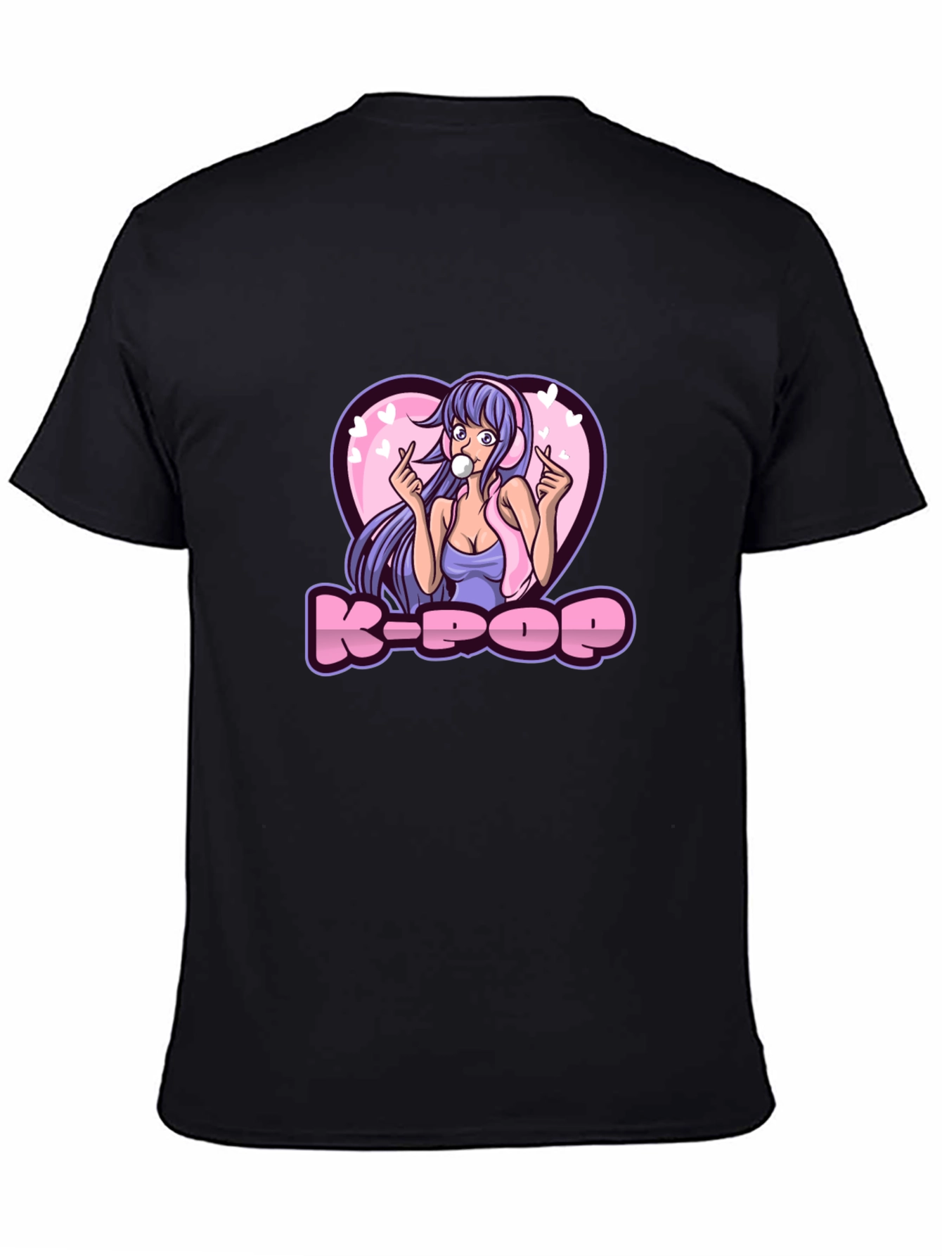 K-Pop Girl Graphic Tee - Black Cotton T-Shirt