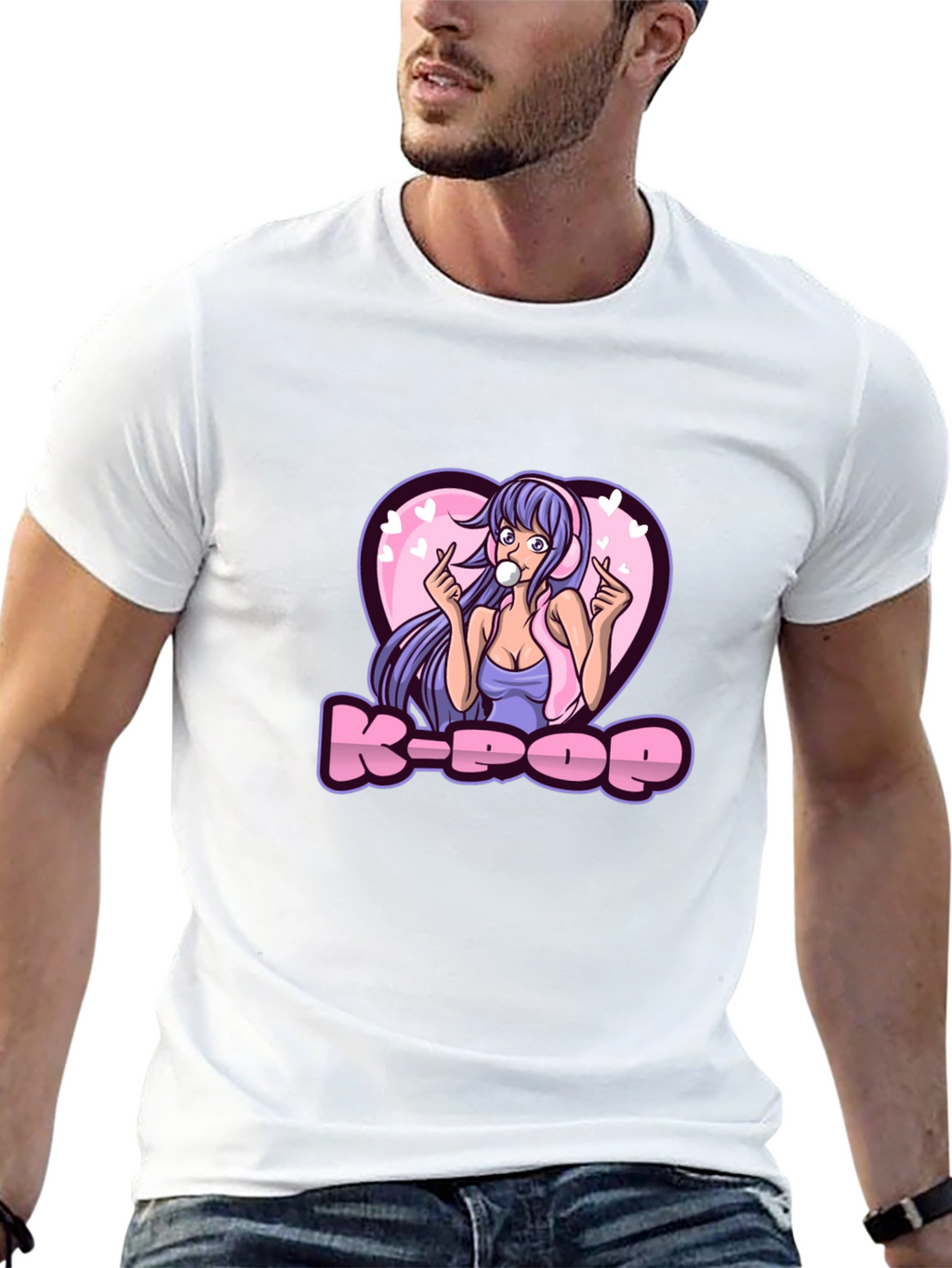 K-Pop Girl Graphic Tee - Black Cotton T-Shirt