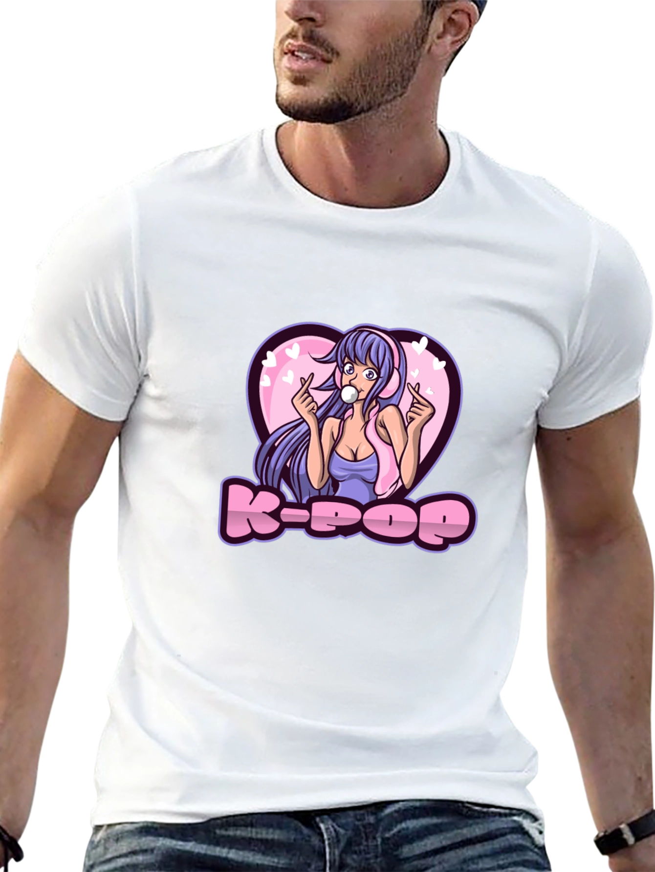 K-Pop Girl Graphic Tee - Black Cotton T-Shirt