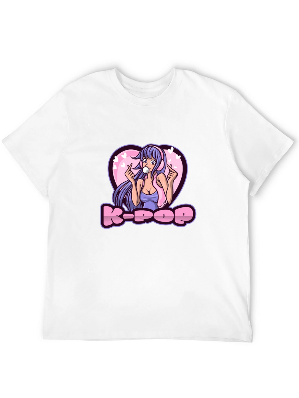 K-Pop Girl Graphic Tee - Black Cotton T-Shirt