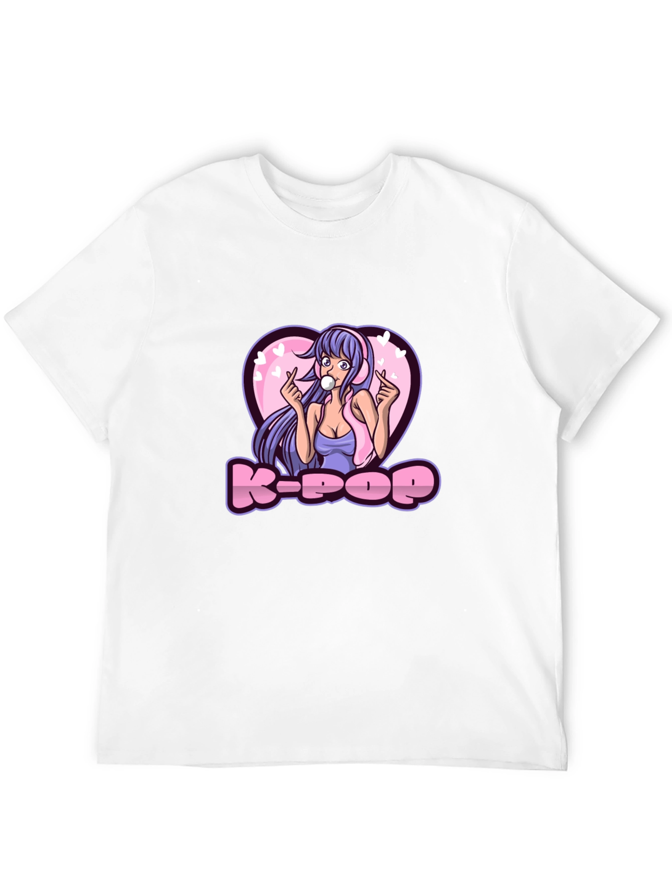 K-Pop Girl Graphic Tee - Black Cotton T-Shirt