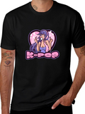 K-Pop Girl Graphic Tee - Black Cotton T-Shirt