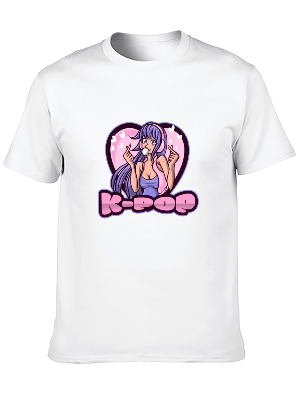 K-Pop Girl Graphic Tee - Black Cotton T-Shirt