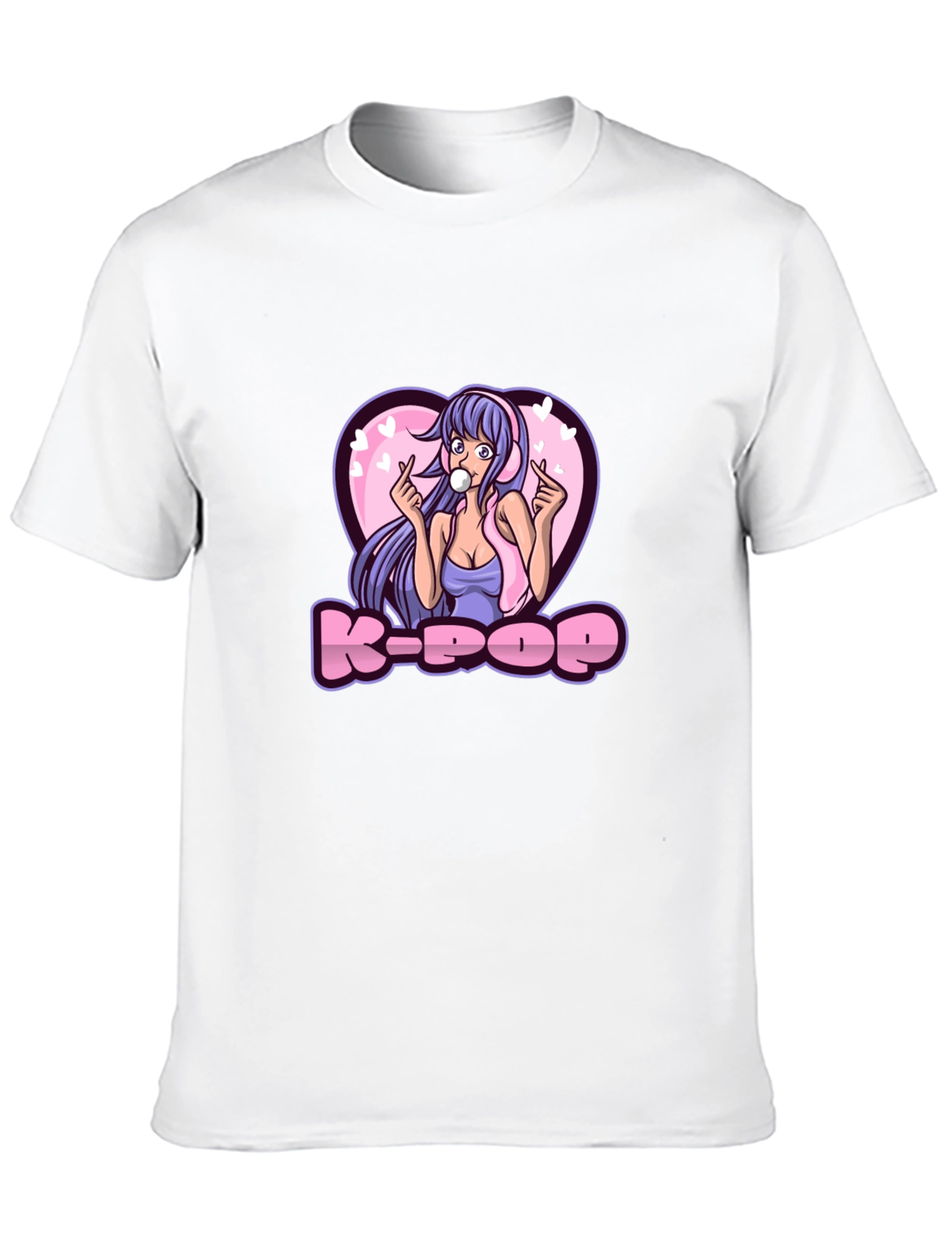 K-Pop Girl Graphic Tee - Black Cotton T-Shirt