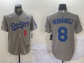 Men's Los Angeles Dodgers Enrique Hernandez #8 Gray Game Jerseys