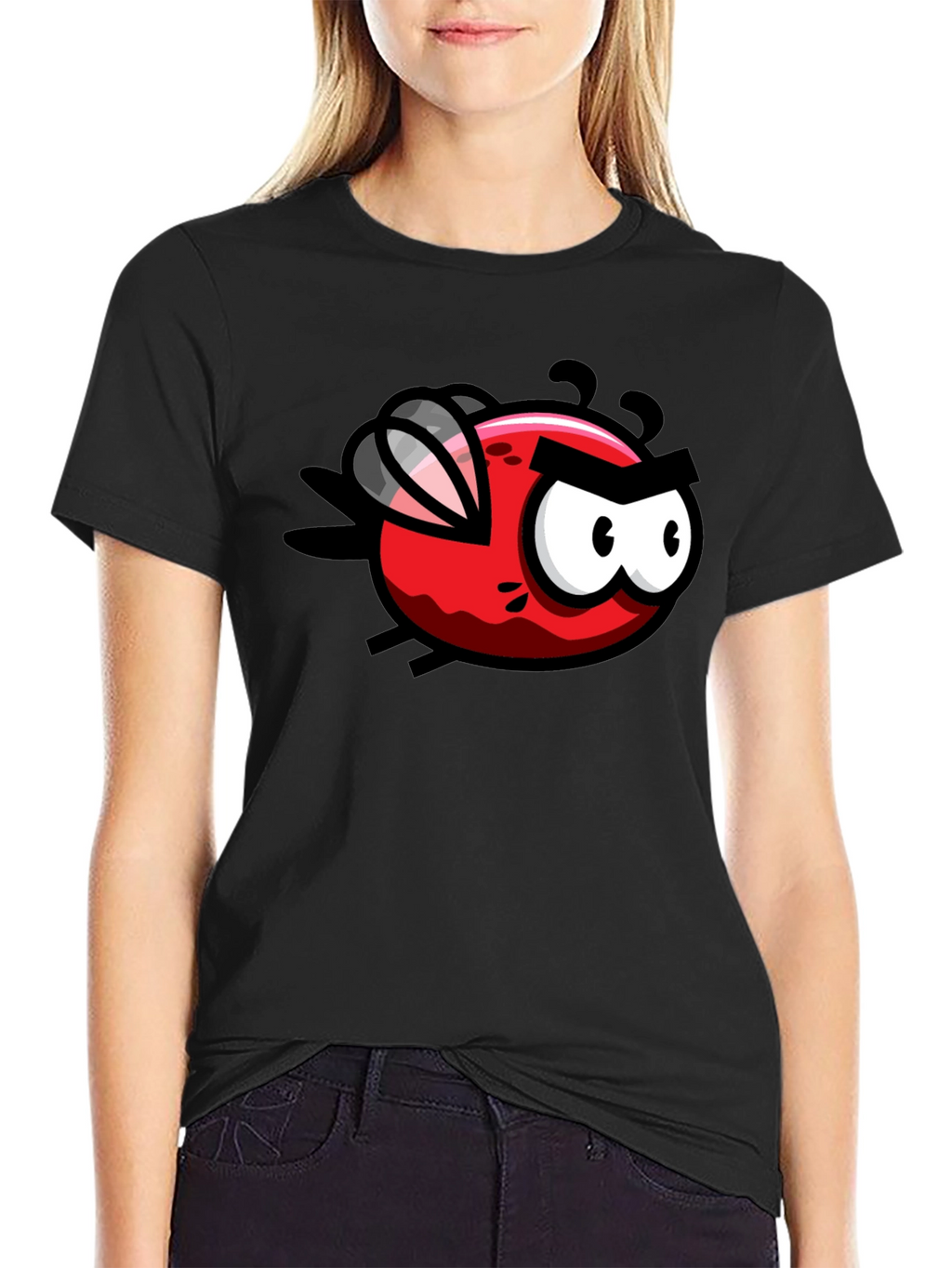 Cartoon Fly Graphic Black T-Shirt