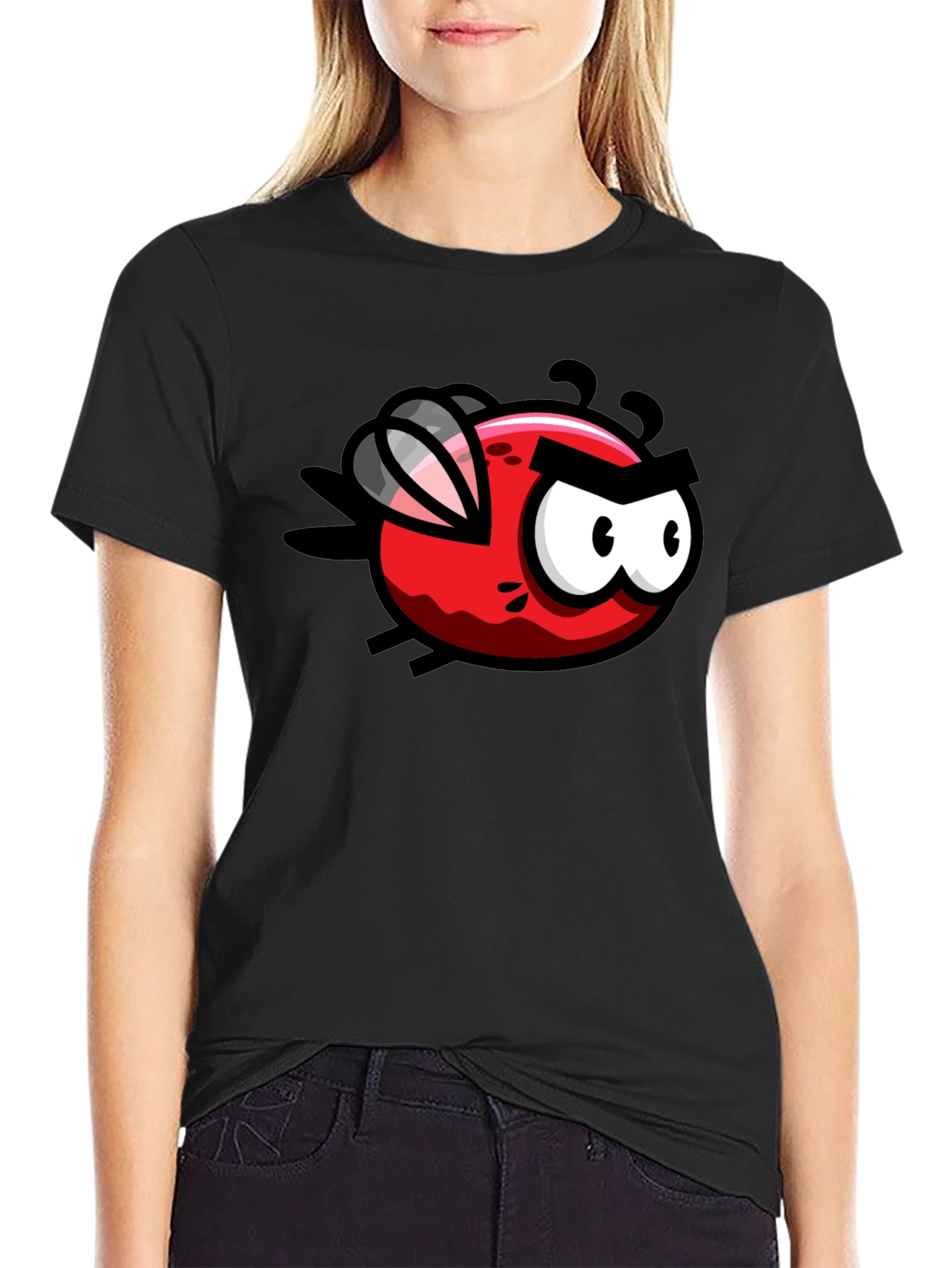 Cartoon Fly Graphic Black T-Shirt