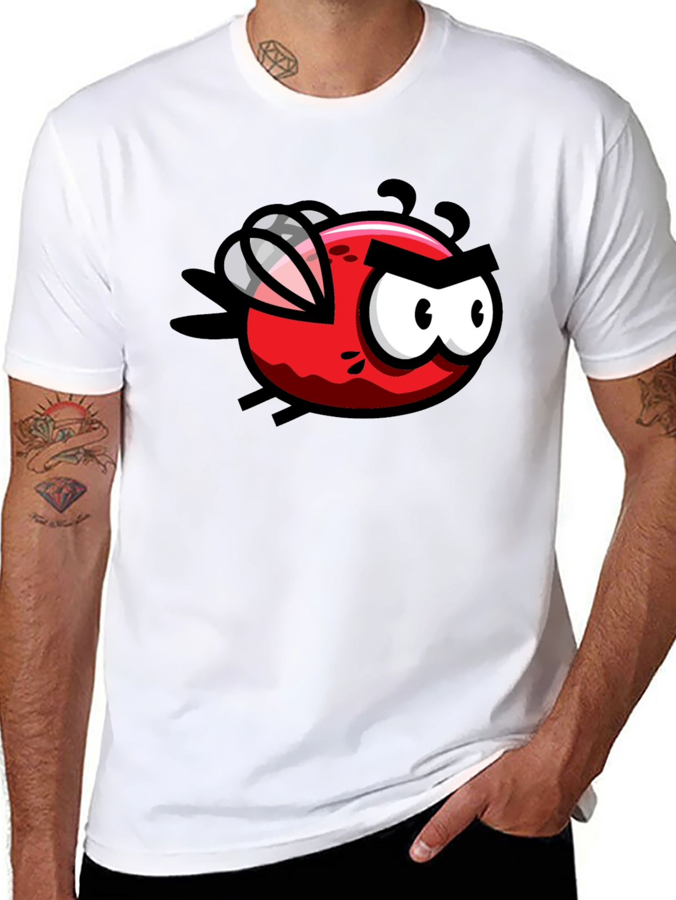 Cartoon Fly Graphic Black T-Shirt