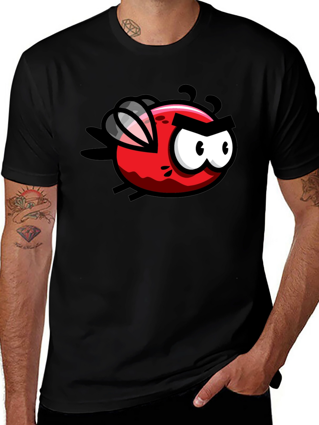 Cartoon Fly Graphic Black T-Shirt