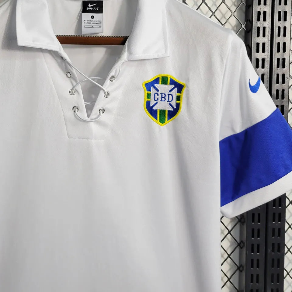 2004 Brazil Away White Retro Soccer Jersey Detail 4