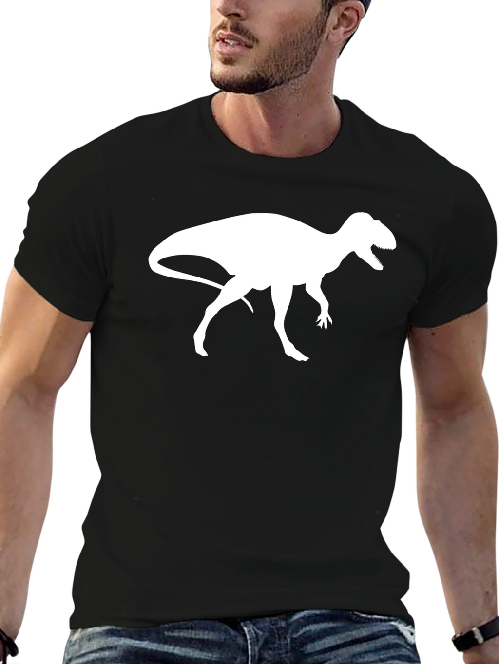 Dinosaur Graphic Tee - Black Cotton T-Shirt