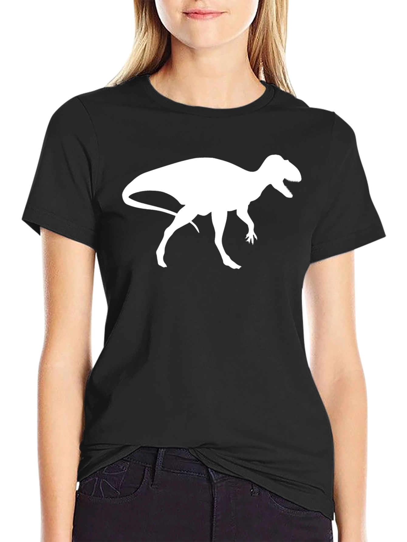 Dinosaur Graphic Tee - Black Cotton T-Shirt