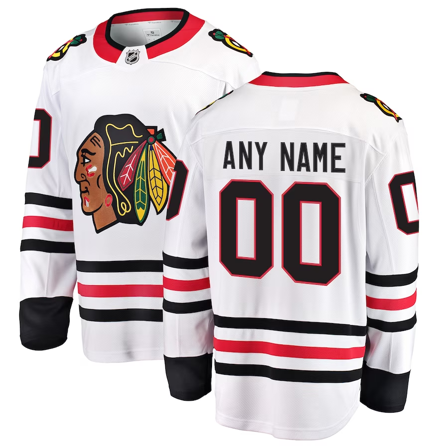 Men's Chicago Blackhawks White Away Breakaway Custom Jerseys