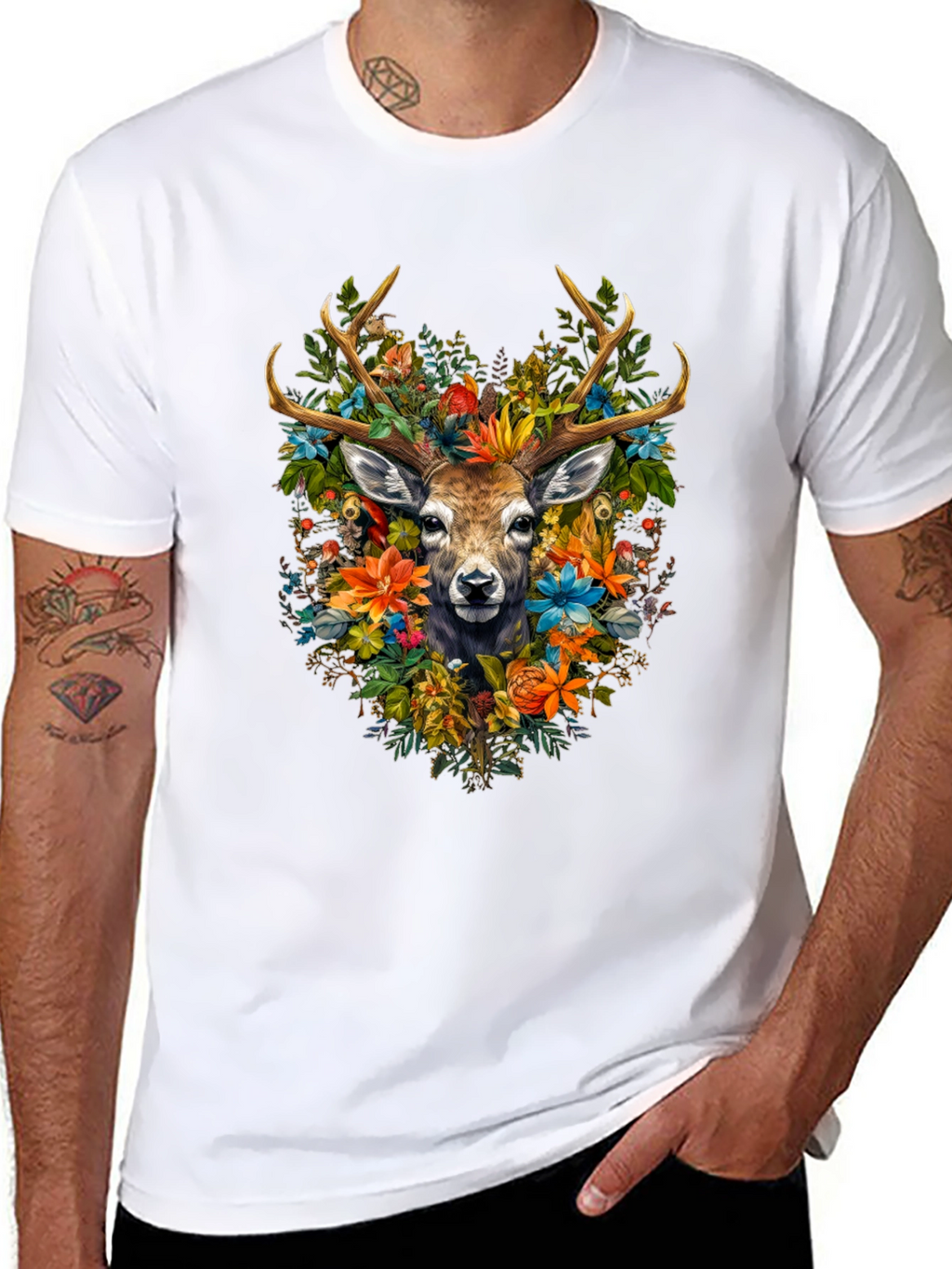 Floral Deer Graphic T-Shirt