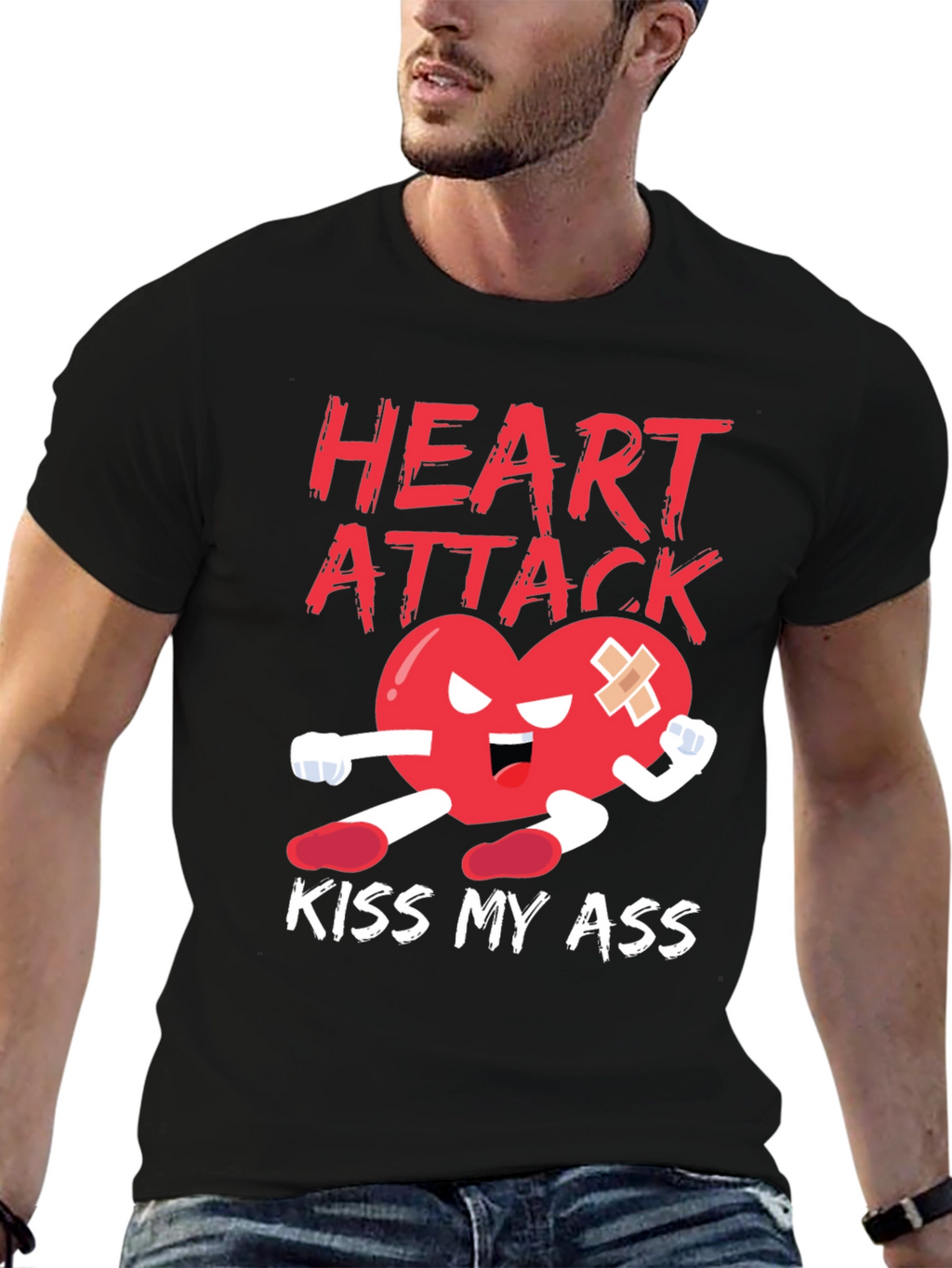 Heart Attack Kiss My Ass Graphic T-Shirt