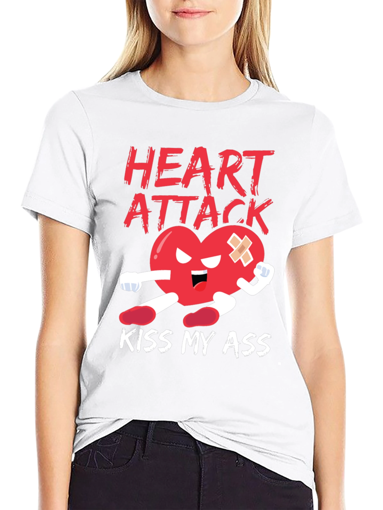 Heart Attack Kiss My Ass Graphic T-Shirt