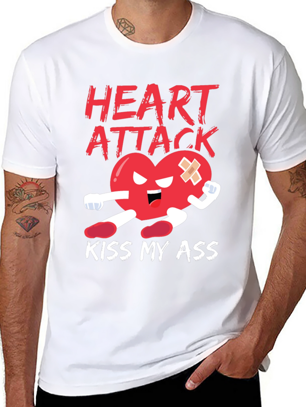 Heart Attack Kiss My Ass Graphic T-Shirt