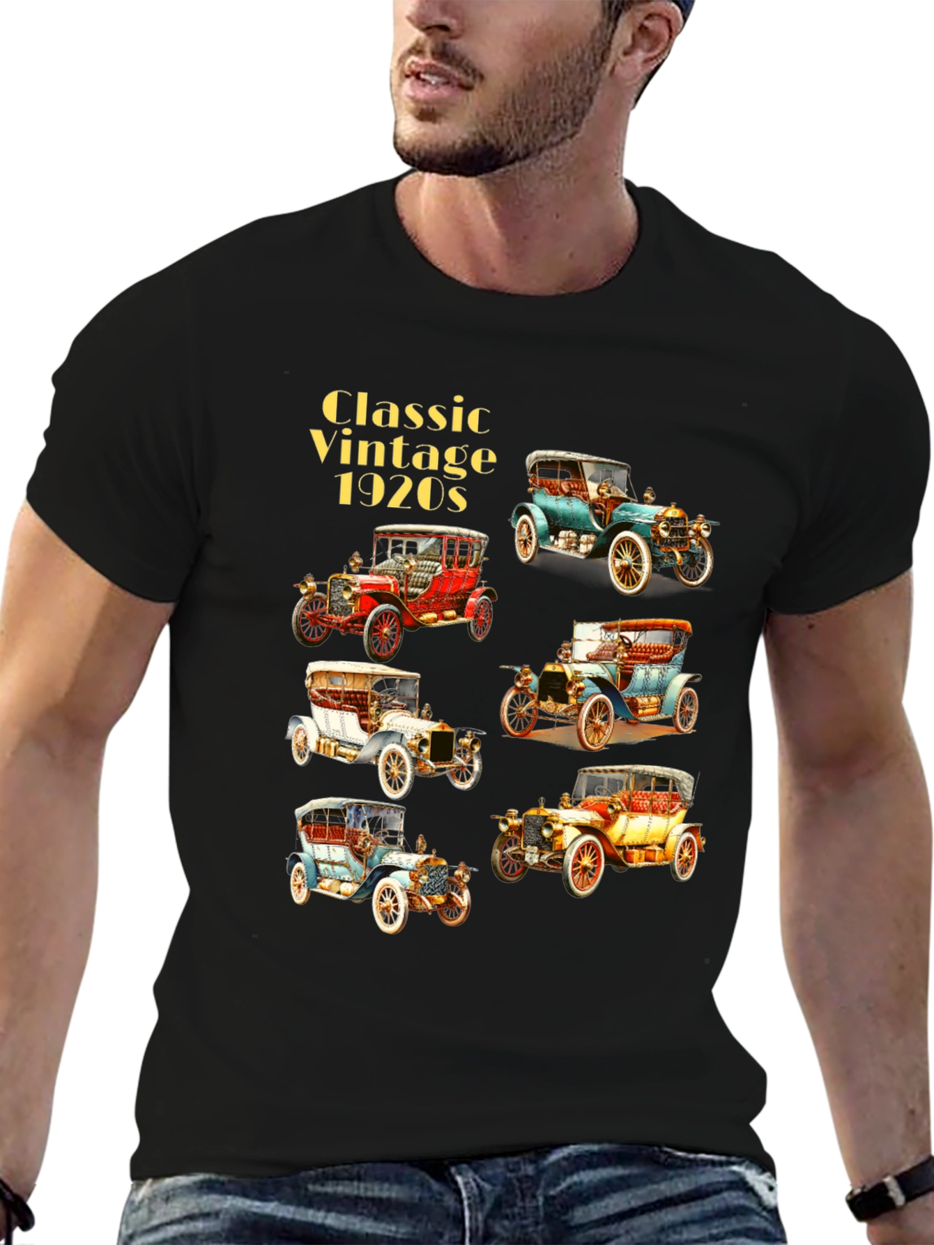 Vintage 1920s Cars Black T-Shirt