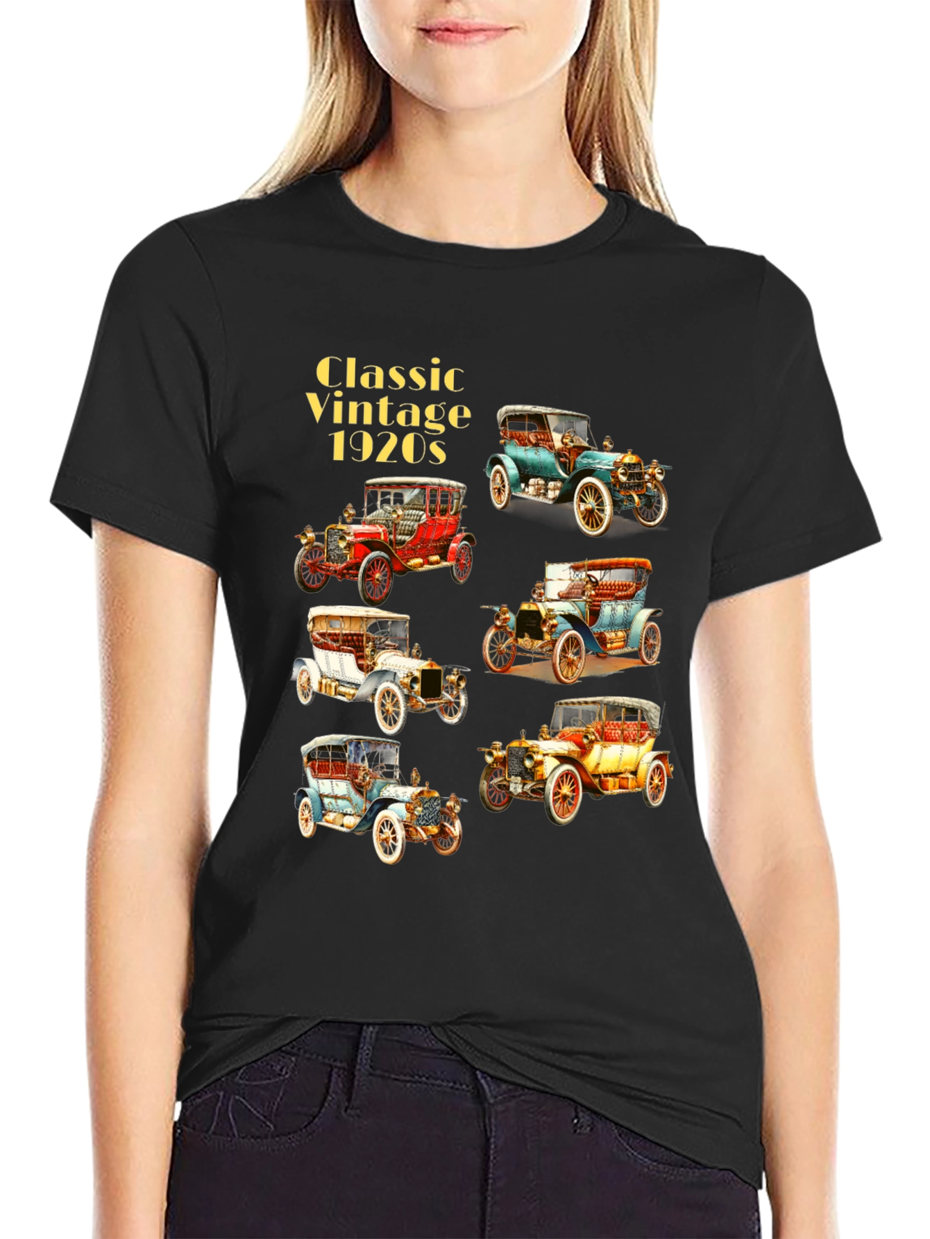 Vintage 1920s Cars Black T-Shirt