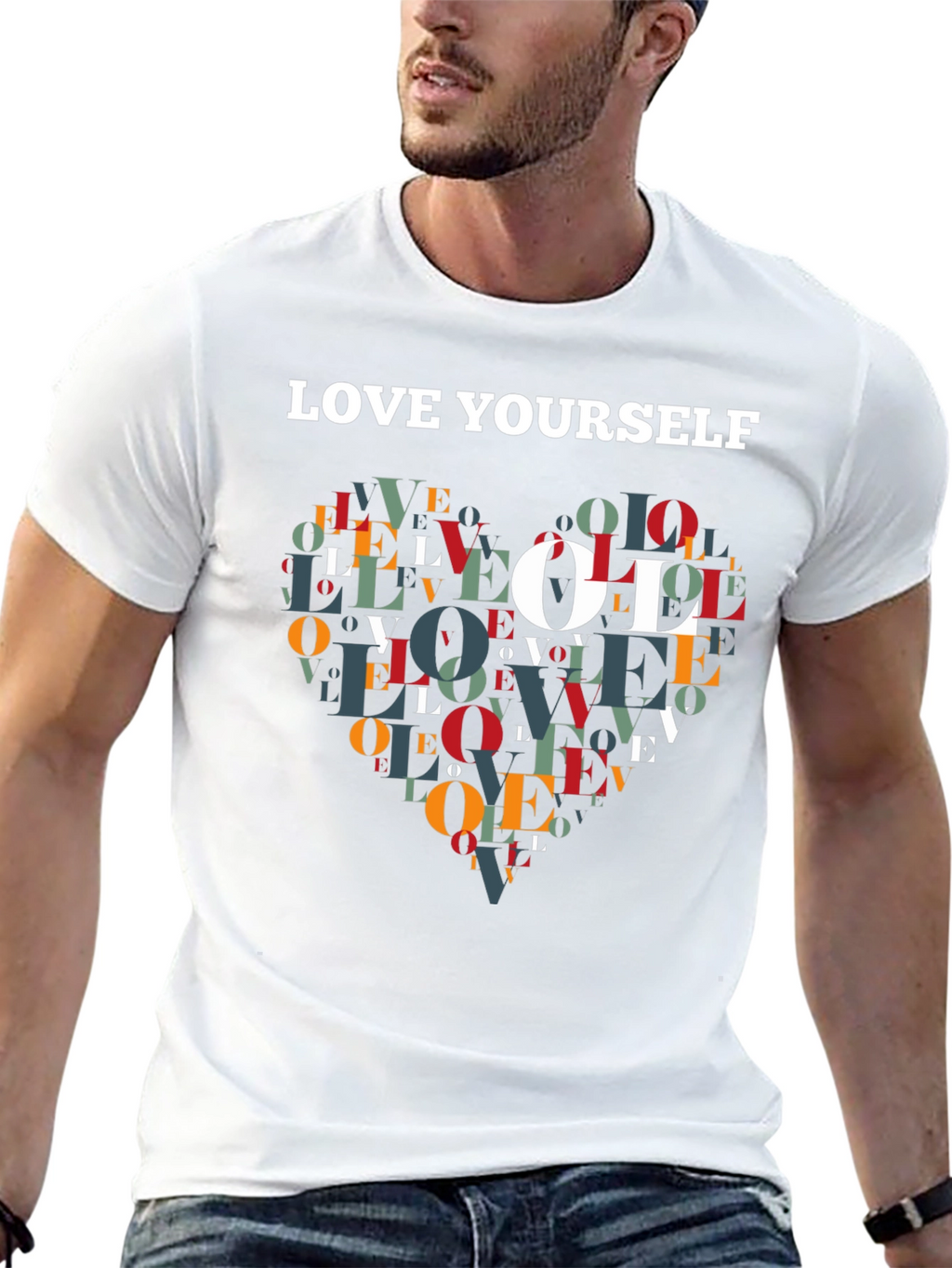 Love Yourself Graphic Print Black T-Shirt