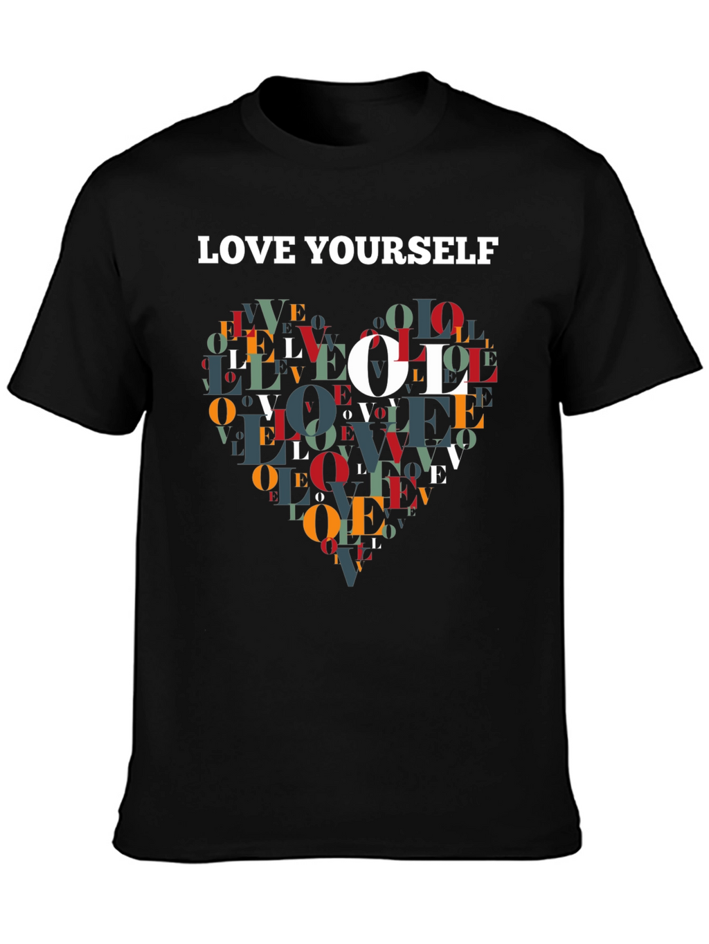 Love Yourself Graphic Print Black T-Shirt