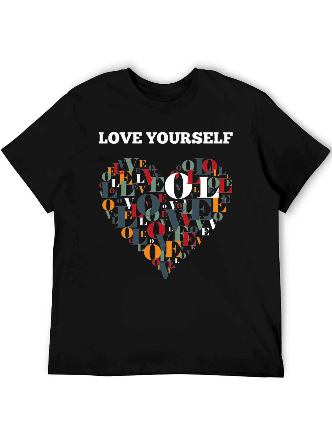 Love Yourself Graphic Print Black T-Shirt