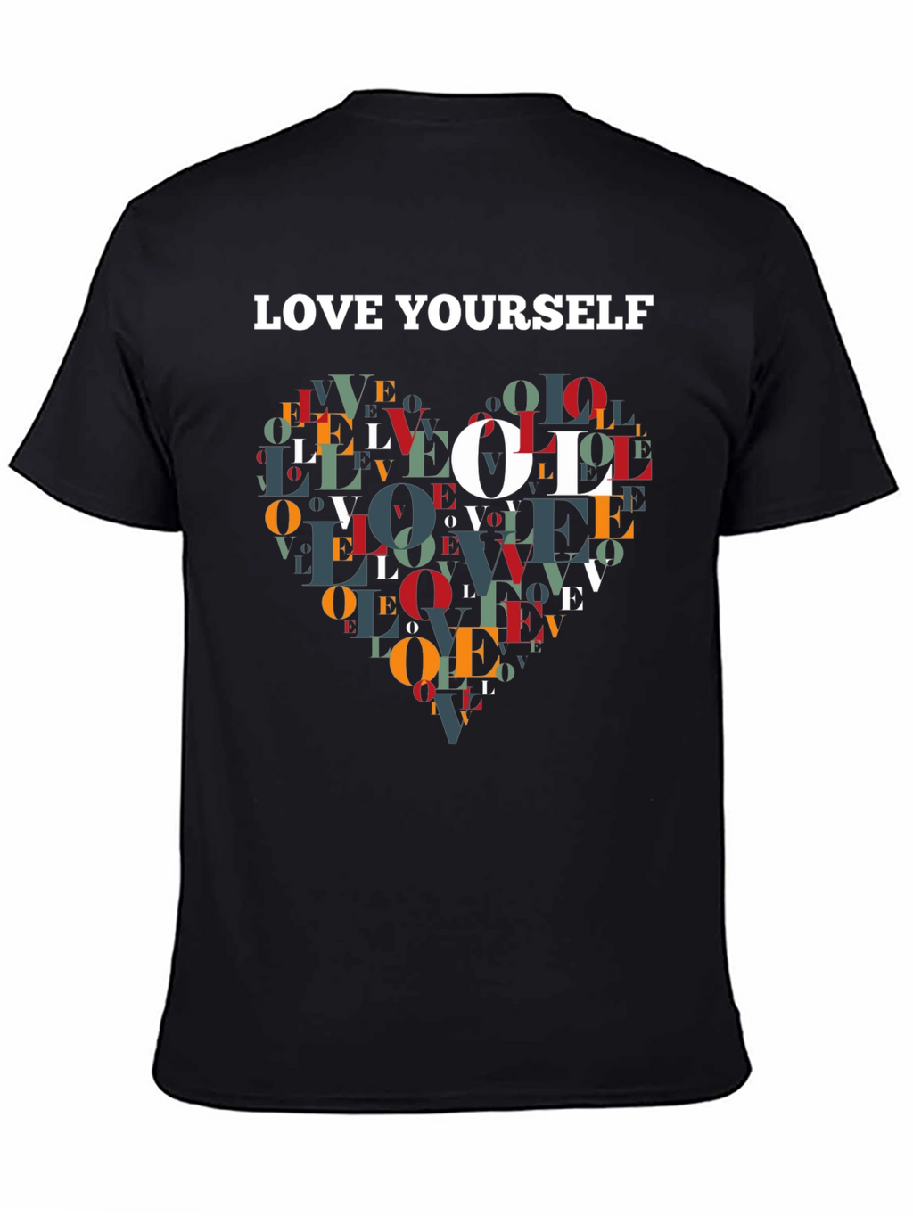 Love Yourself Graphic Print Black T-Shirt