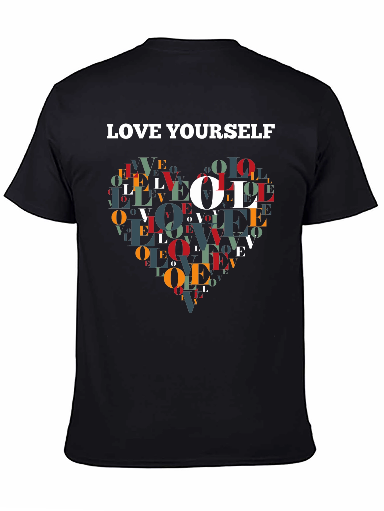 Love Yourself Graphic Print Black T-Shirt