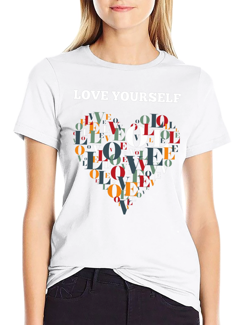 Love Yourself Graphic Print Black T-Shirt