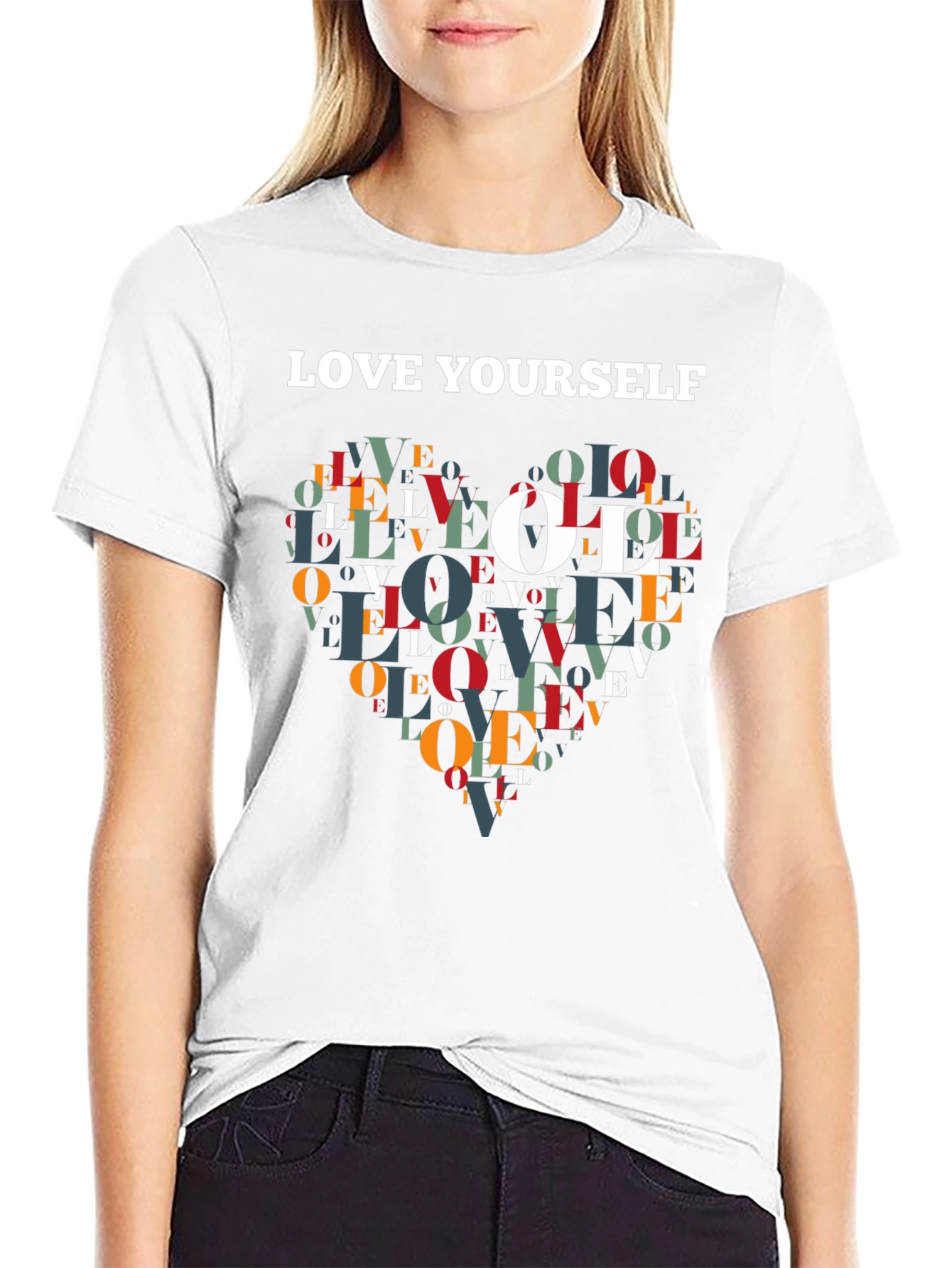 Love Yourself Graphic Print Black T-Shirt