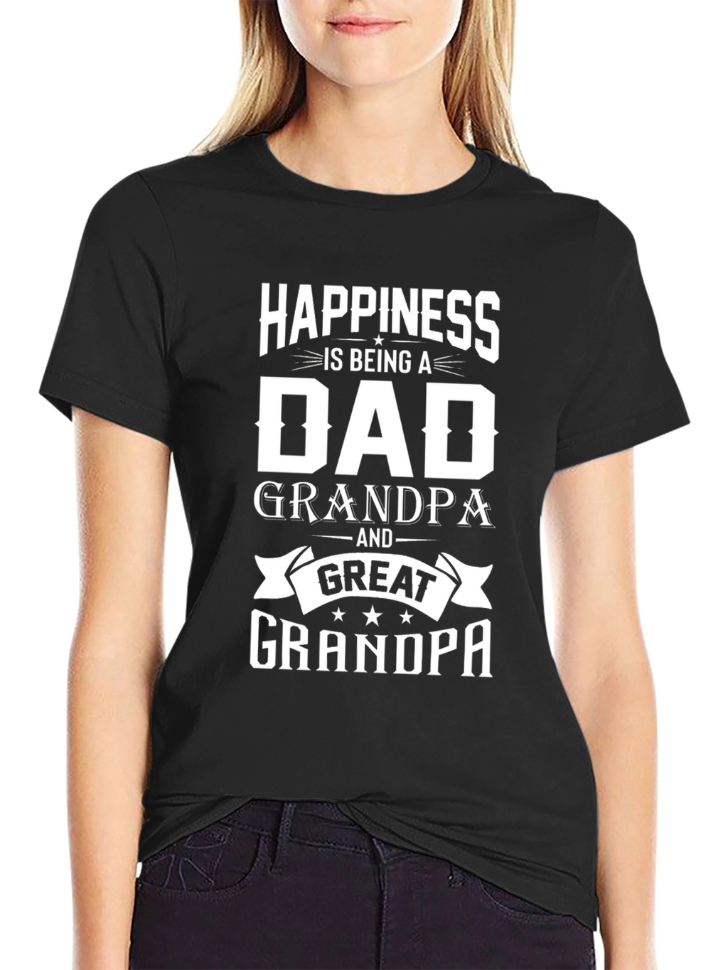 Happiness Is Being A Dad Grandpa Great Grandpa T-Shirt