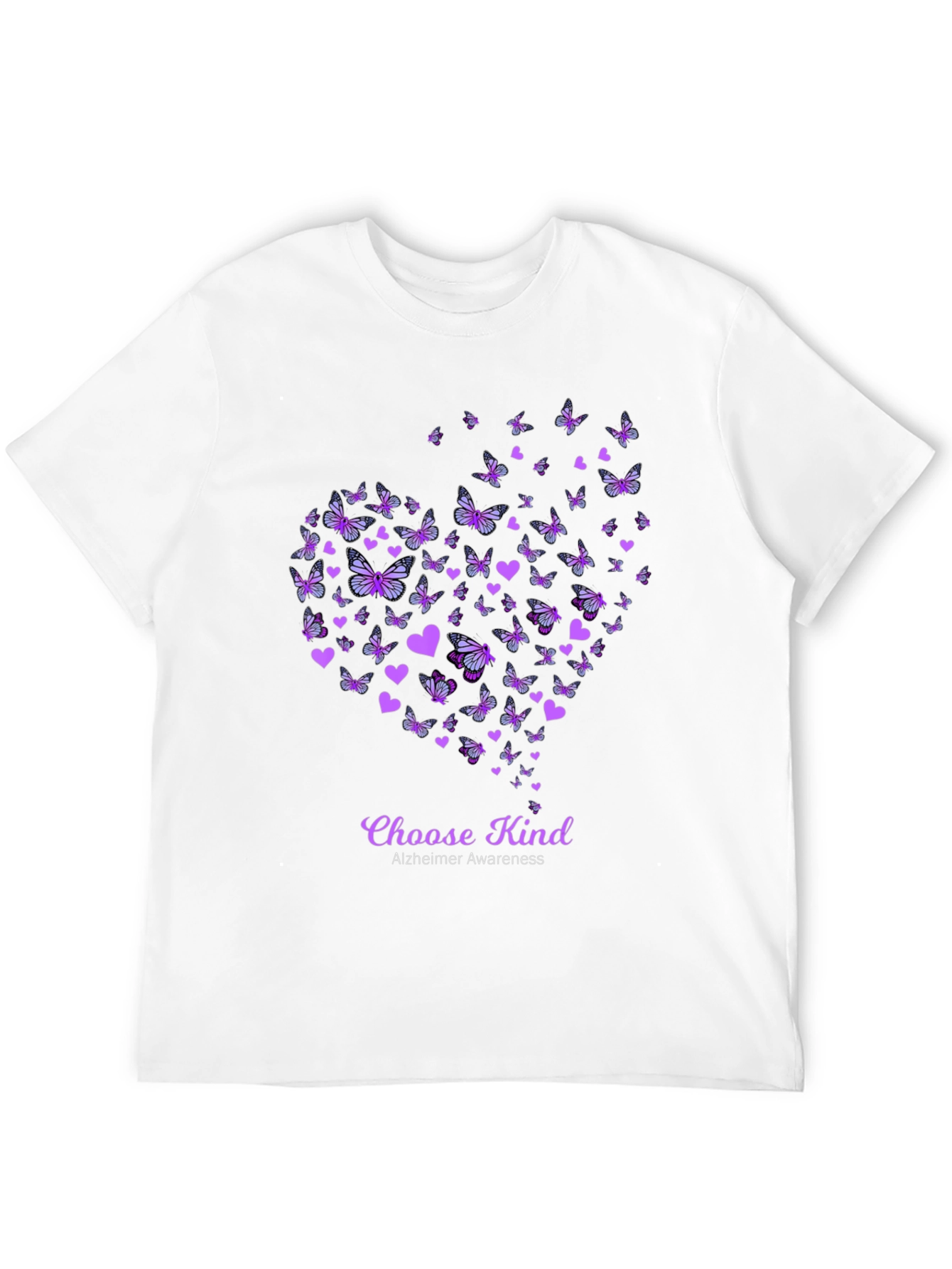 Choose Kind Alzheimers Awareness Butterfly Heart T-Shirt