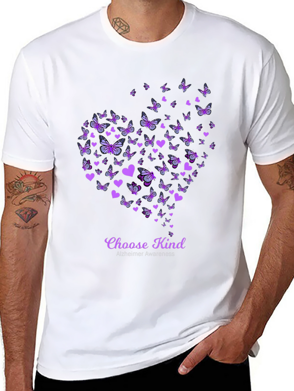 Choose Kind Alzheimers Awareness Butterfly Heart T-Shirt